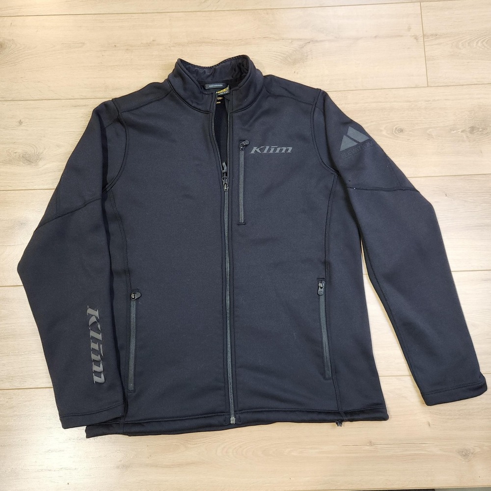 Klim Inferno Jacket Mens Large Black Full Zip Softshell Fleece Lined Moto Riding